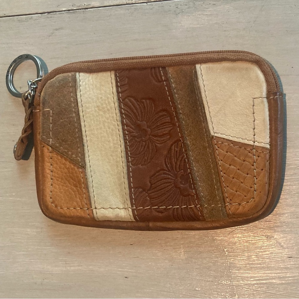 Fossil Vintage Patchwork Leather Wallet with Keychain